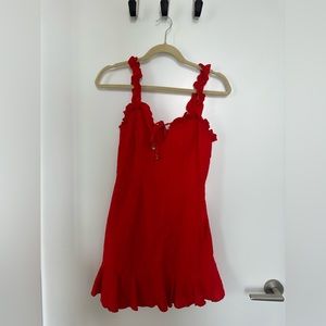 Saints + Secrets Red Ruffle Mini Dress Size Small